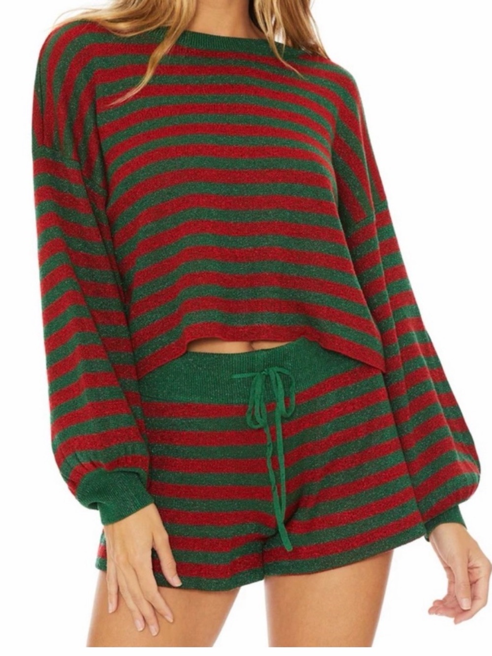 NWT Beach Riot Red & Green Stripped Set